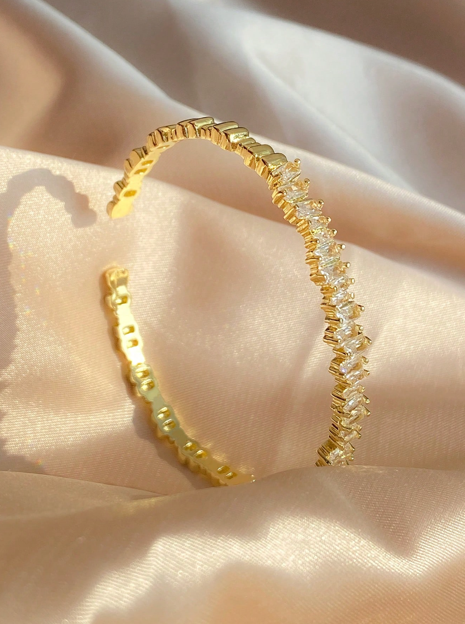 [NEU] Classic Swarovski™ Armreif – Mit Zirkonia besetzt - 18K vergoldet + KOSTENLOSER VERSAND