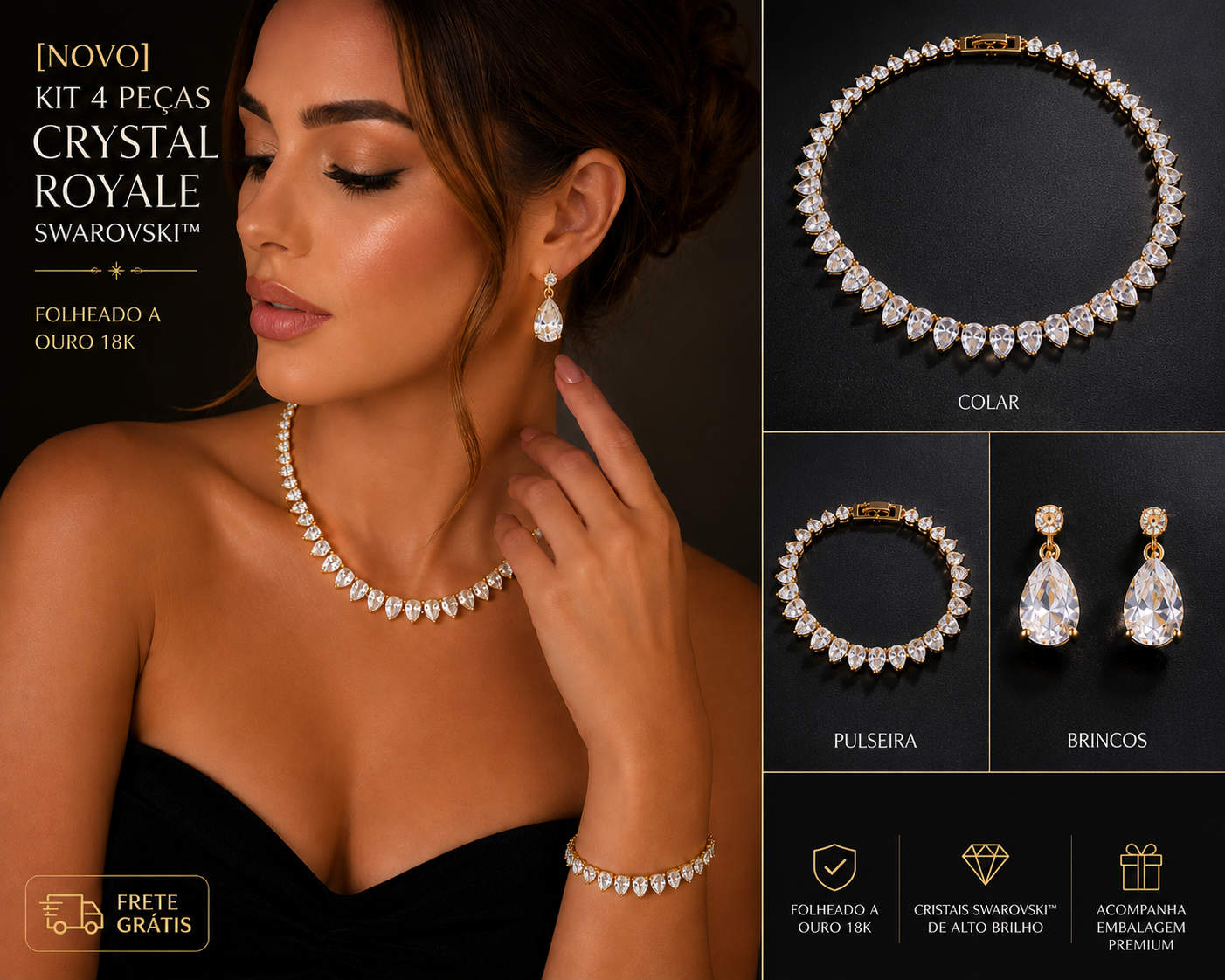 [NEU] Crystal Royale Swarovski™ Schmuckset (4-teilig) – 18K Vergoldet + KOSTENLOSER VERSAND