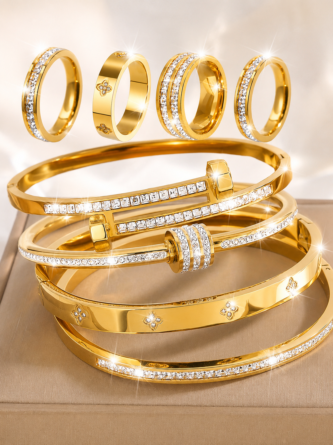 [NEU] Veneza Swarovski™ Schmuckset (8-teilig) – 18K Vergoldet + KOSTENLOSER VERSAND