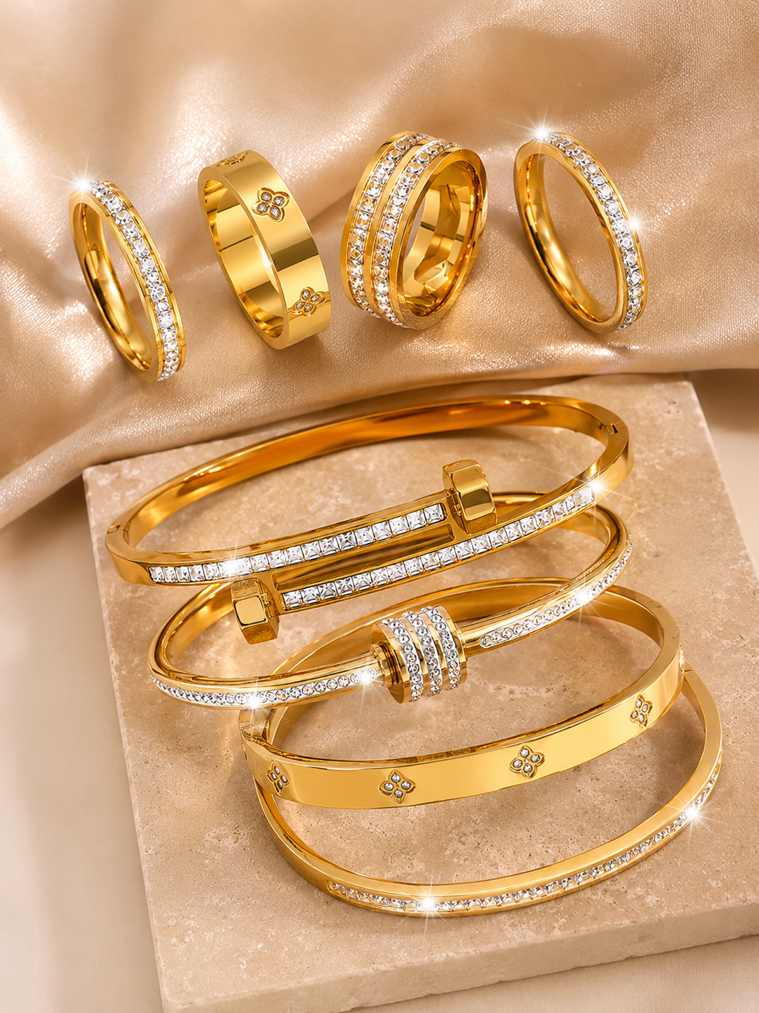 [NEU] Veneza Swarovski™ Schmuckset (8-teilig) – 18K Vergoldet + KOSTENLOSER VERSAND