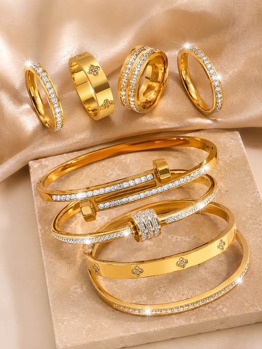 [NEU] Veneza Swarovski™ Schmuckset (8-teilig) – 18K Vergoldet + KOSTENLOSER VERSAND